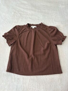 Monteau LA Brown Textured Blouse Size Medium